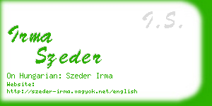 irma szeder business card